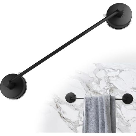 LALAGO 43cm Porte-Serviettes à Ventouse 304 Acier INOX Crochets à Ventouse sans Percer, Barre Porte-Serviettes de Salle de Bain étanche à Vide Capacité de Charge 5KG/PC Noir pour Paroi de Douche (1/5)