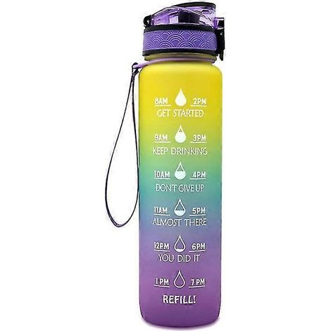 Bouteille d'eau étanche de 946 ml (32 oz) avec paille indicateur de temps - Idéale pour le sport, la gym, la randonnée et le camping - 1 (1/5)