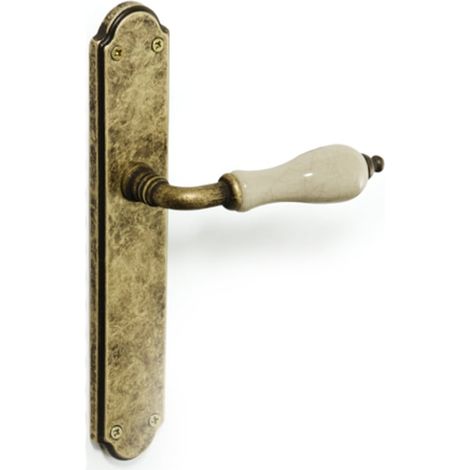 Maneta P142Pe Modelo Bisbal Plata Antigua Porcelana Craquele Blanco