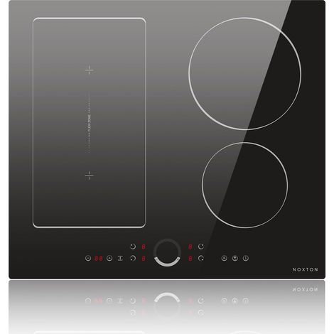 NOXTON - Table à induction Flexzone 4 plaques avec curseur rond, Table à induction encastrable 60 cm, 4 zones avec Touch, Booster, Timer, Sécurité enfants, 220V-240V, 7200W, pas de prise électrique (1/5)