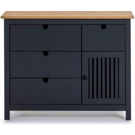 Cómoda 4 cajones 1 puerta acabado gris modelo Luna, 100 cm(ancho) 80 cm(alto) 40 cm (fondo) (1/5)