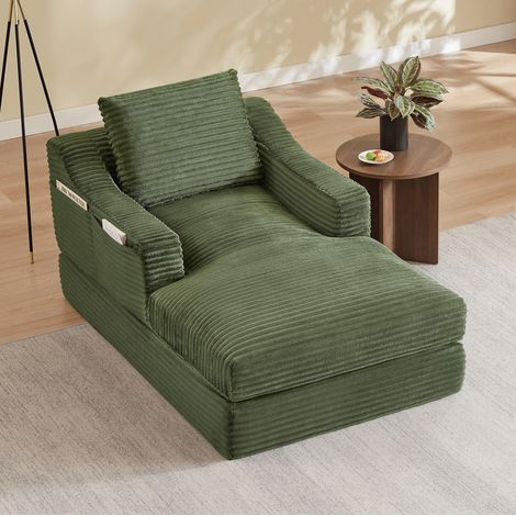 Schlafsofa 160x100x85 cm grün, umwandelbar in Bett, Cordstoff, Schaumstoff, 1-Sitzer MEUBLIV (1/5)