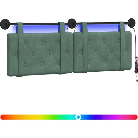Maison Exclusive - Hängendes Kopfteil Mit LED Licht Meergrün Samt