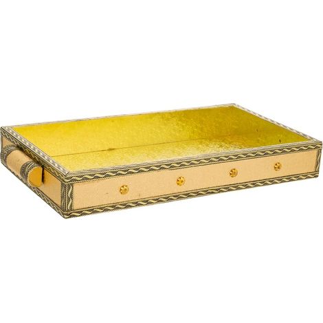 Bandeja de metal repujado dorada 33x18x4,5 (1/5)