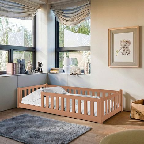 Lit au sol 80x160 sommier inclus Maya Marron (1/3)