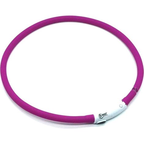 Collier LED pour chiens et chats, rechargeable par USB - Collier de sécurité ajustable - 3 modes d'éclairage, 12 lumières - Rose