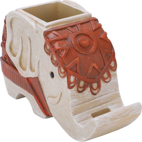Étui à stylos éléphant en résine synthétique, rangement multifonctionnel, motif réaliste et adorable, support de téléphone solide et durable (1/5)