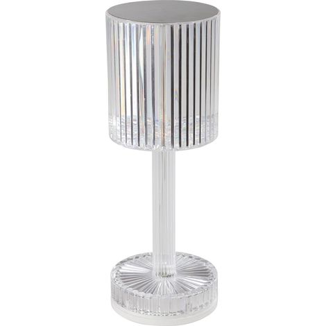 Lámpara de mesa LED de cristal inalámbrica para interiores con pantalla de cristal que cambia de color RGB, de plástico transparente, función táctil, recargable por USB.