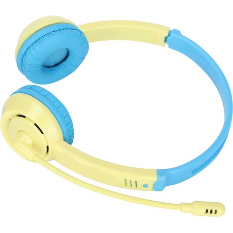 DT326 Kinderkopfhörer, 85 dB Lautstärke, 3,5 mm Klinkenstecker, kabelgebunden, ohrumschließend, für Mädchen und Jungen, ideal für Online-Lernen und Schule, gelb-blaue Farbe. (1/5)