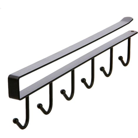 Support Accroche Tasses - 6 Crochets En Fer - Fixation Sous Placard Sans Perçage - Épaisseur Support 1 À 2 2 Cm - Charge Max 3 Kg (1/5)