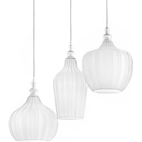 Lampadario moderno gea luce cleofe s3 e27 led vetro bianco lampada sospensione (1/5)