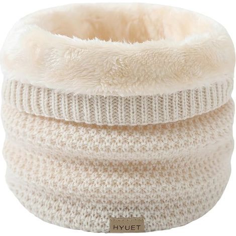 Cache-Cou Hiver Écharpe Circulaire Tricotée Tour de Cou Col Épaisse Cache Cou Doublée de Tube Écharpe en Polaire Thermique Doux Hommes Hiver pour le Ski Moto Vélo (1/5)