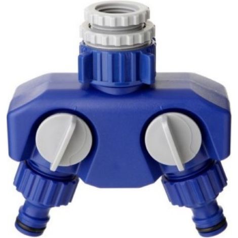 TATAY racord hembra 2 vias, con conector directo a grifo y reductor de 1/2" a 3/4", con regulador de caudal y fabricado en plastico anti-uva (1/3)