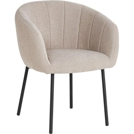 Sedia SEVILLE in tessuto bouclé color sabbia, dimensioni H79 x L57 x P62, ideale per la tua cucina o sala da pranzo. (1/5)