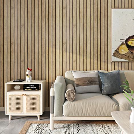 Papier Adhesif pour Meuble Bois Effet Tasseaux Revêtement Adhésif Cuisine Plan de Travail Marron Clair Papier Peint Adhesif Mural Bois Vinyle Adhésif pour Meuble Cuisine Amovible 30CM×5M (1/5)