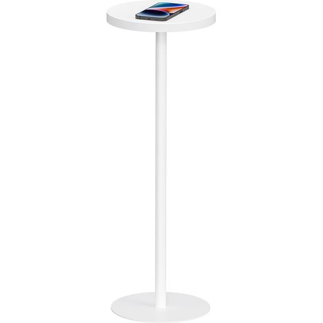Table d'appoint ronde haute, petite table de boisson, table sur pied pour salon, couleur blanche (1/5)