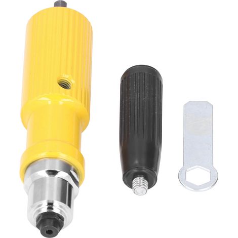 Pince à rivet adaptateur en acier allié, kit d'outils de rivetage sans fil pour perceuse électrique, couleur jaune. (1/5)