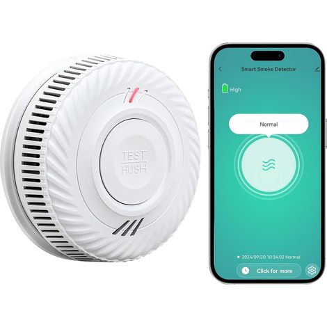 Détecteur de fumée WiFi avec batterie de 10 ans, alarme incendie intelligente, capteur photoélectrique, conforme à la norme EN14604, compatible avec l'application Tuya/Smart Life (1/5)