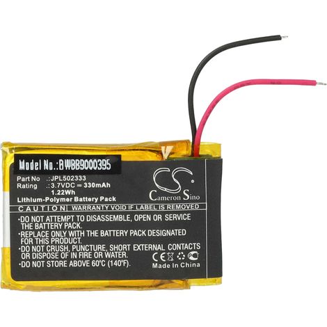vhbw Batería compatible con Izzo Swami Voice Clip, Swami Voice Clip A44040 rastreador GPS, navegador (330 mAh, 3,7 V, Li-poli)