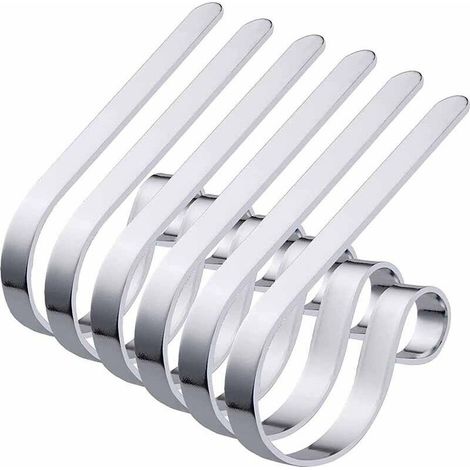 6pcs 12 x 6.5cm Crochets pour Bas de Noël, Alliage Crochet à supports Chaussettes bas noël métal argen pour Accrocher des Chaussettes Sacs à Main Une (Argent) (1/4)