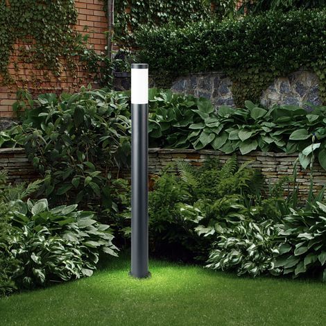 Lampada da terra per esterni lampada da giardino piantana segnapasso acciaio inox antracite opale, plastica bianca, attacco 1x E27, PxH 12,7x110 cm