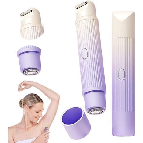 2-in-1 electric shaver and bikini trimmer for women, usable on dry or wet skin, mini purple gradient epilator for home use - AquaForge