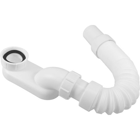 Tuyau D'évacuation Flexible pour Baignoire en PS Blanc Fonction Anti-Odeur Fiable et Raccord Extensible pour Évier Cuisine (1/5)