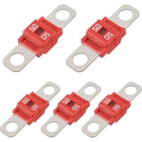 MIDI High Current Bolt-on Fuse 50A Amp Red for Cars, Trucks, Construction Vehicles, Buses, Caravans (Pack of 5 50A) (1/4)