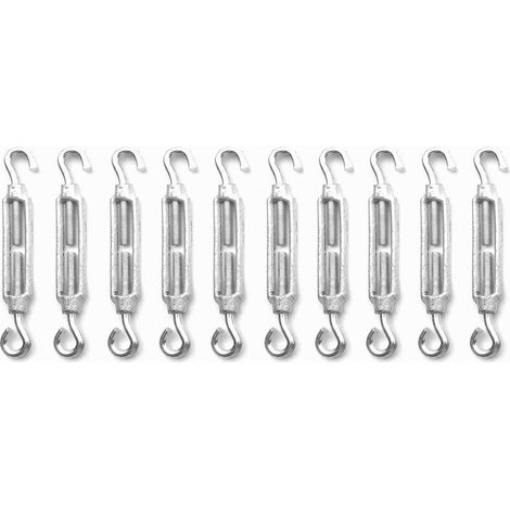 Pack of 10 Heavy Duty M5 Galvanised Hook and Eye Turnbuckle (1/5)