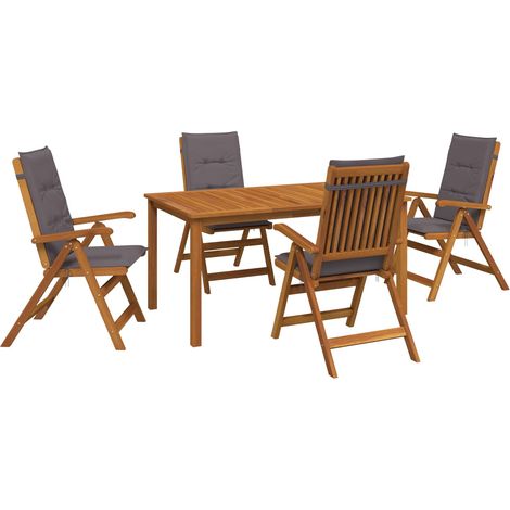 vidaXL Juego de comedor de jardín de 5 piezas Natural (1/5)