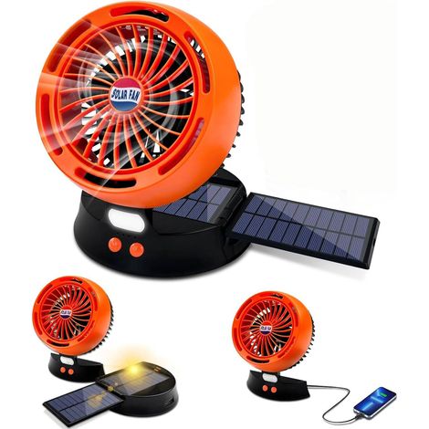 Ventilatore da tavolo solare con LED, batteria da 5200 mAh, 4 velocità regolabili, design pieghevole, caricabatterie portatile, ventilatore personale per viaggi, pesca, camera da letto, cucina, campeg