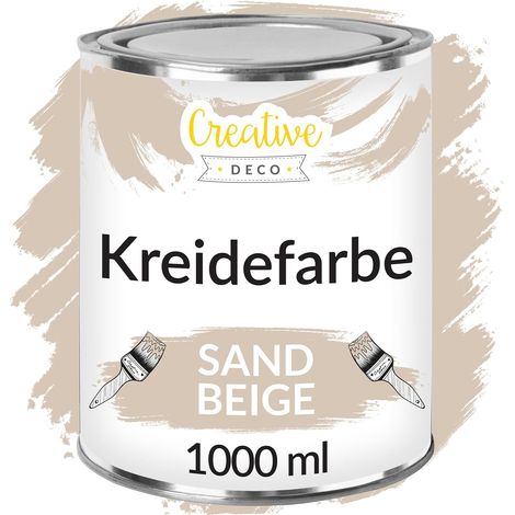 Creative Deco Kreidefarbe Sandbeige 1L Matt und Abwaschbar für Holzmöbel