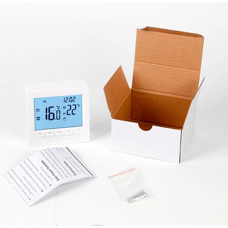 Eosnow Smarter Boiler-Thermostat, batteriebetrieben, kabelgebundener Controller mit LCD-Digitalbildschirm, Hintergrundbeleuchtung, Touch-Taste, Wandmontage, energiesparend, 5+2 Wochen, programmierbare