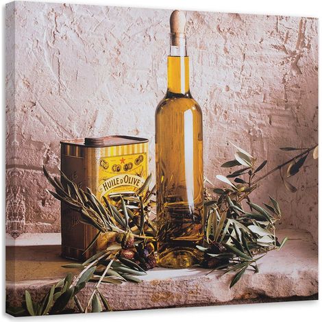 Image sur toile, Huile d'olive sur la table - 60x60 (1/5)