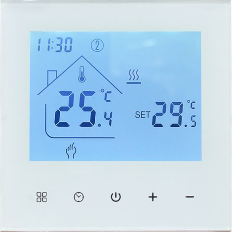 Termostato intelligente Wi-Fi per stufe a gas, termostato ambiente programmabile, regolatore di temperatura a parete con display LCD digitale, compatibile con 3A, bianco (1/5)