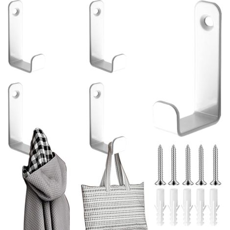 5-teiliges Set L-förmiger Schraubhaken für die Wand, universell einsetzbar, für Schals, Taschen oder Handtücher, Badezimmer