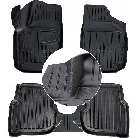 Tapis de sol et essuie-glaces en caoutchouc pour VW Polo 5 Berline 2010-2020 (canaux UD) (1/5)
