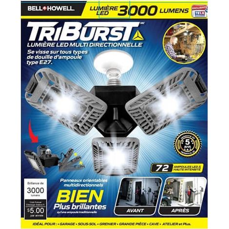 Multidirektional verstellbares Panel - TELESHOPPING - TRIBURST SUPER LEDS™ - 72 LED-Lampen - Schwarz und Grau - Erwachsene