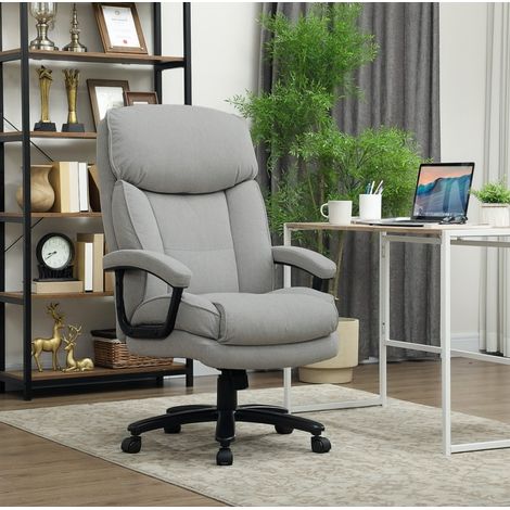 MEUBLIV Chaise de bureau haute ergonomique gris clair, 200 kg, réglable et basculante (1/5)