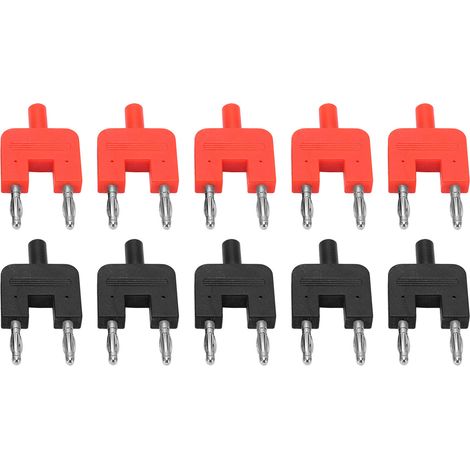Lot de 10 fiches bananes doubles en laiton nickelé, conductivité optimale, double rangée, pour automobiles (1/5)