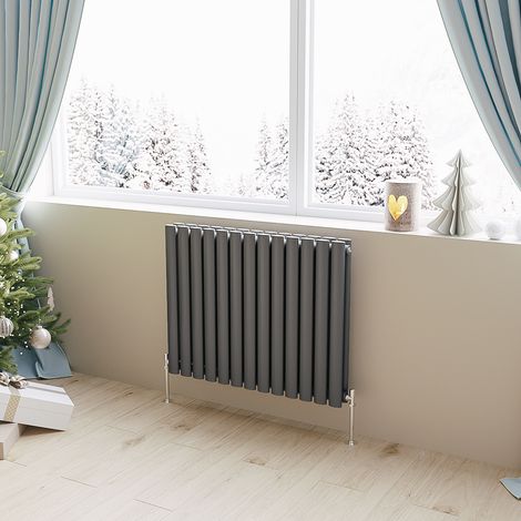 Acezanble Horizontal Oval Column Radiator Central Heating Rad 600x767mm Double Anthracite