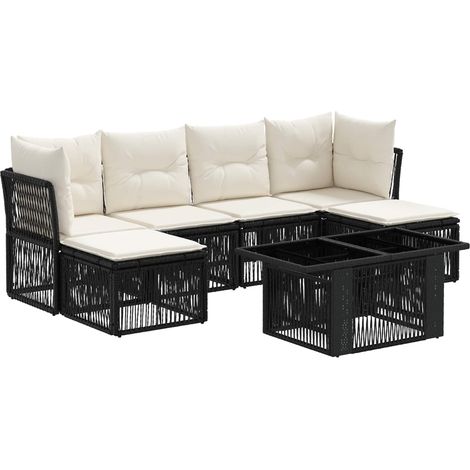 Gartensofa-set 7 stk. Schwarz Poly-Rattan vidaXL (1/5)