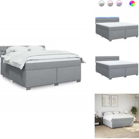 Sommier à lattes de lit avec matelas Gris clair 180x200cm Tissu - Sommier À Lattes De Lit - Sommiers À Lattes De Lit - Lit - Meuble De Chambre À Coucher (1/5)