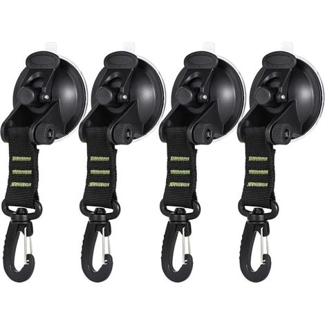 4 Pcs Ventouse，Ventouse d'ancrage à ventouse robuste avec crochet de fixation, ventouse puissante pour bâche de camping, auvent latéral, voiture, van, camion