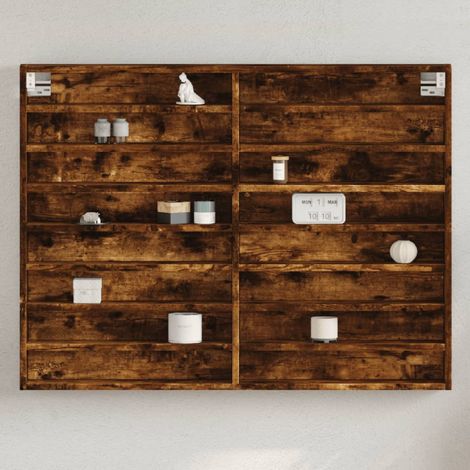 Vitrine Cabinet Smoked Oak 100x8.5x75 cm Engineered Wood vidaXL