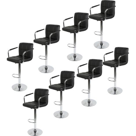 Hofuton 8 X Tabouret de Bar, Réglable en Hauteur & Rotatif Tabouret de Travail en Cuir Synthétique, Noir (1/3)