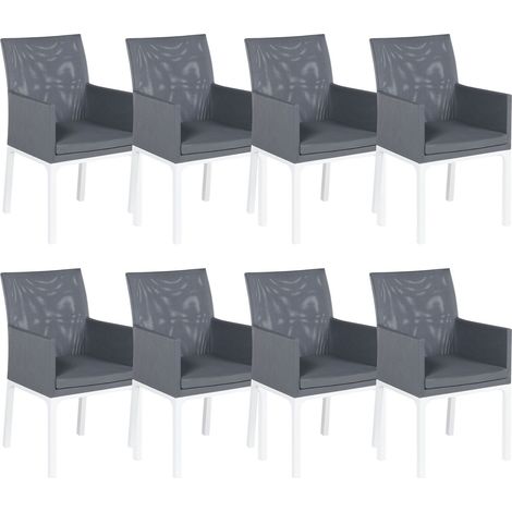 Set mit 8 Stühlen BACOLI Stoff Dunkelgrau