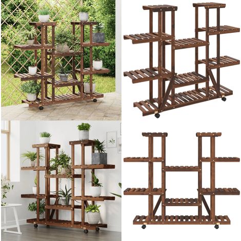 Blumenständer mit Rollen 110x25x115 cm Massivholz Tanne - Holzpflanzenständer - Tannenzapfenstender - Blumenträger - Gartenmöbel - Outdoor Möbel - Home & Living (1/5)