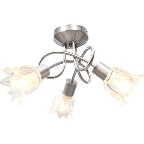 Ceiling Lamp with Transparent Glass Shades for 3 E14 Bulbs Tulip vidaXL