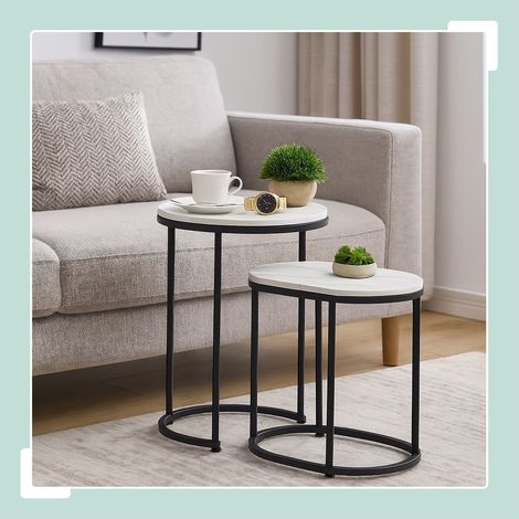 Satztische in marmoroptik - 2er set wohnzimmer